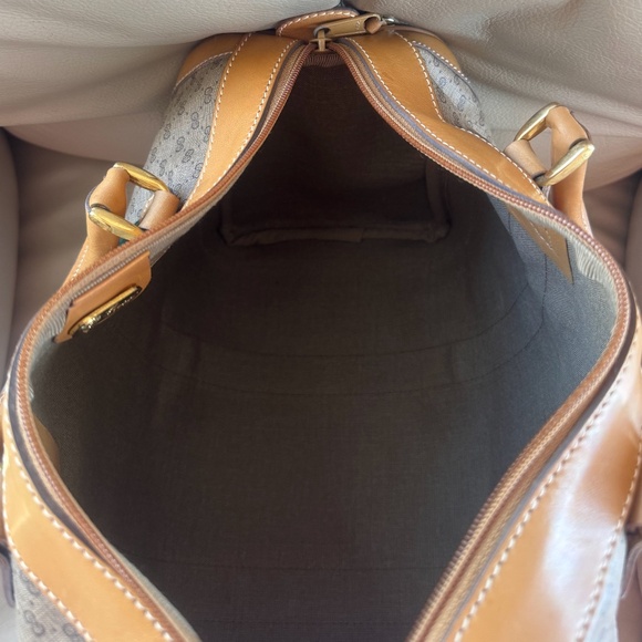 Certified Authentic Vintage Gucci Boston Web Micro GG Canvas Tan Leather Bag - Picture 8 of 14